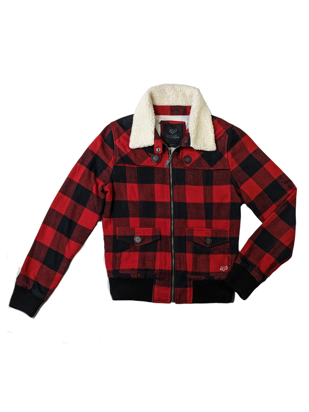 Fox Girls Black and Red Plaid Jacket Size Medium